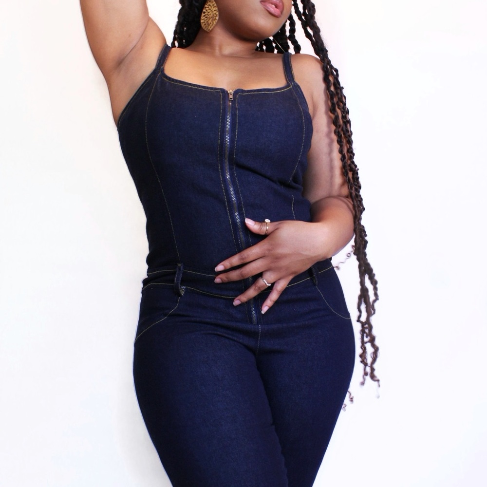 Dark Wash Denim Jumpsuit